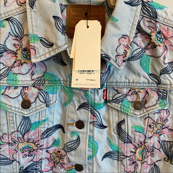 LEVI’S Premium Embroidered Floral Denim Crop Vest - Picture 9 of 14